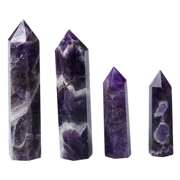 

charms home decoration 1pc natural purple fluorite quartz crystal stone more size healing amethyst hexagonal wand point jewelry gifts, Bronze;silver