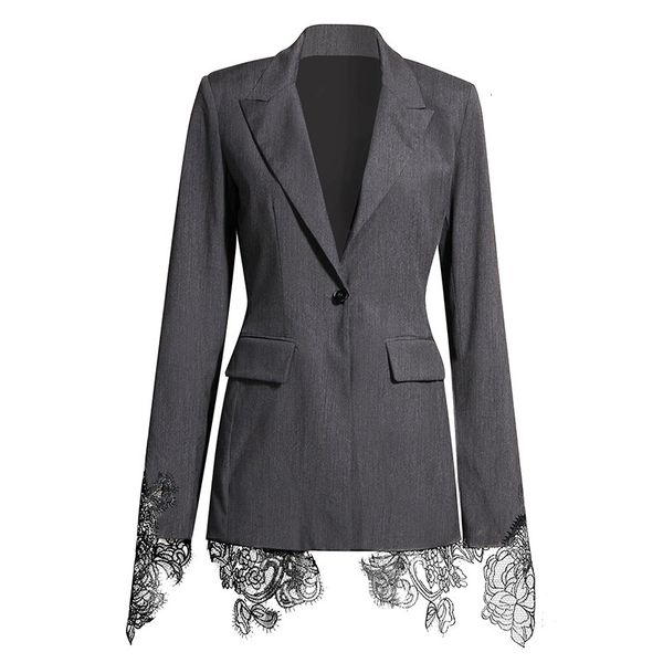 

suits msxu elegant vintage woman's chic lace hem fine workmanship office blazer suit business, White;black
