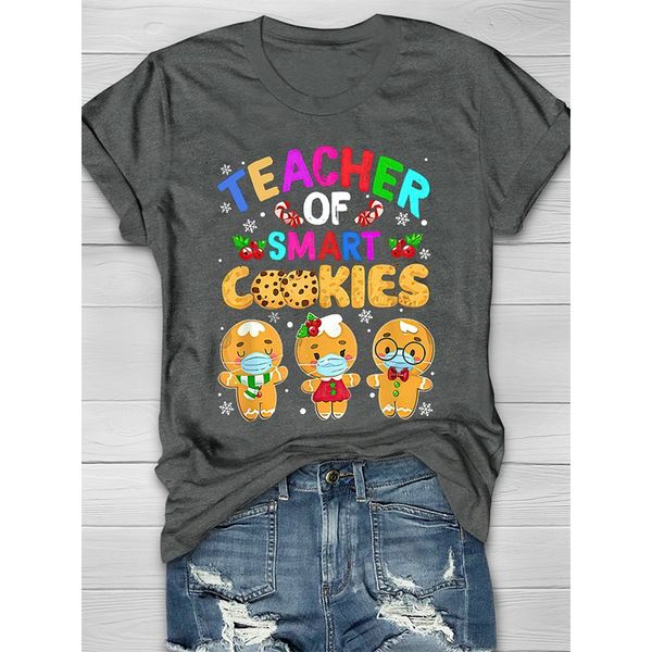 

summer ladies' t-shirts christmas little yellow duck print round neck street casual home short-sleeved loose and comfortable, White
