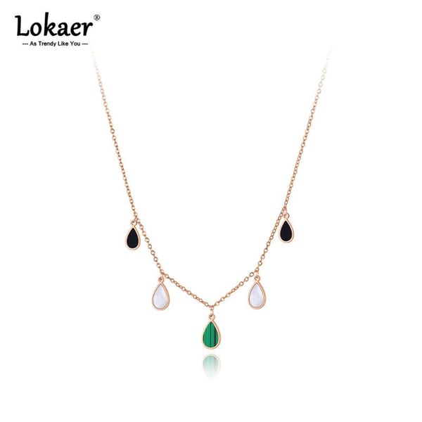 

chokers lokaer trendy colorful acrylic & shell charm pendant necklace for women stainless steel bohemia party jewelry n21097, Golden;silver