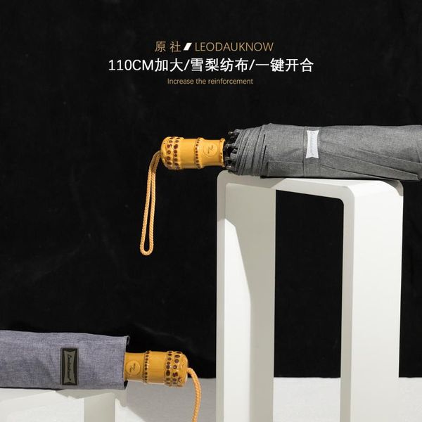 

umbrellas automatic 3 folding umbrella men windproof bamboo handle rain women parasol gentleman ombrello business gift ideas y6s
