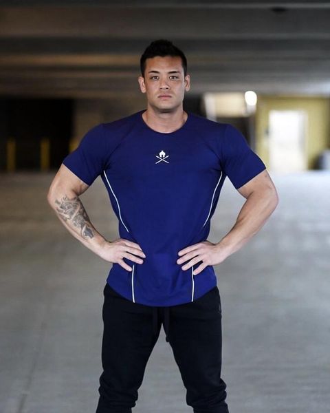 

men's t-shirts 2021 summer gym shirt sport t men quick drying running workout training tees fitness rashgard t-shirt, White;black