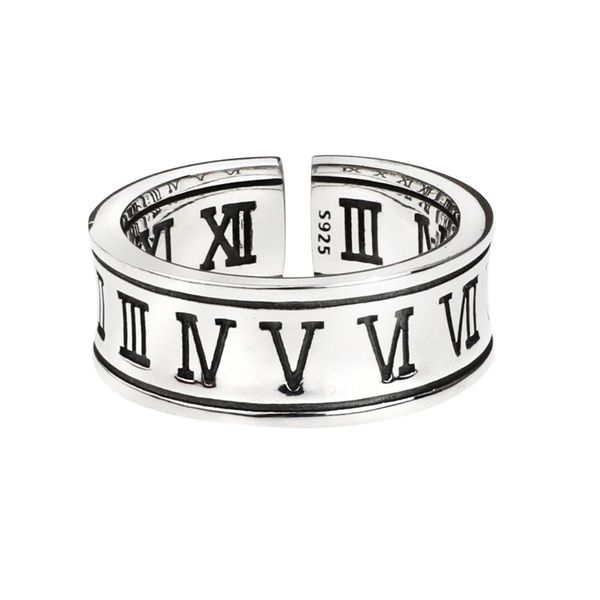 925 Стерлинговое серебро Римское цифровое кольцо Хип-хоп Мужчины и женщины Тот же INS Niche Street Wild Модные Бренд Ювелирные Изделия