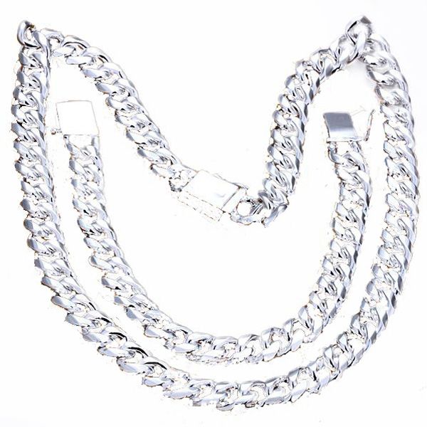 

men jewelry sets elegant necklaces + bracelets 925 sterling silver 1+1 figaro chain