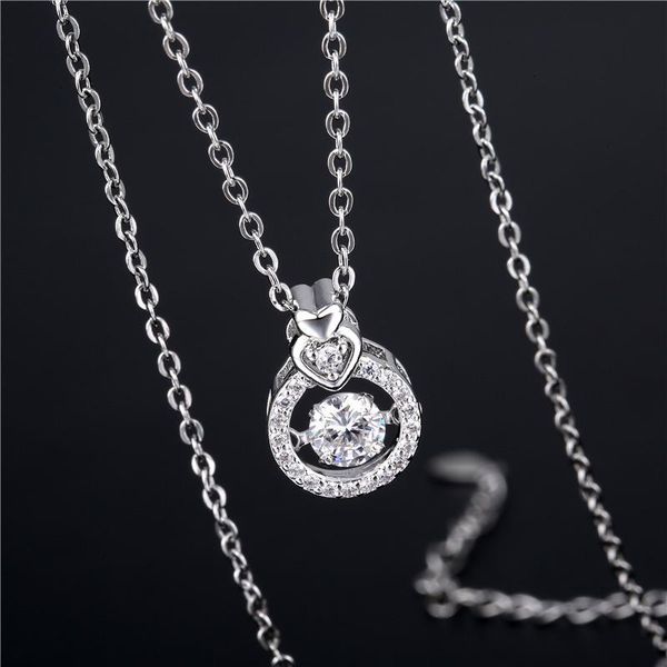 

pendant necklaces surprise price jewellery stainless steel women's zircon simple heart-shaped female's necklace party for women gi, Silver