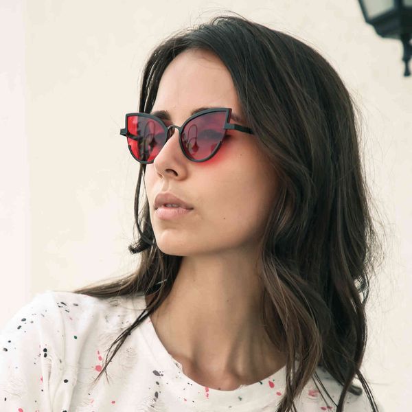 

22013 personality cat's eye sunglasses new sunglasses for women, White;black