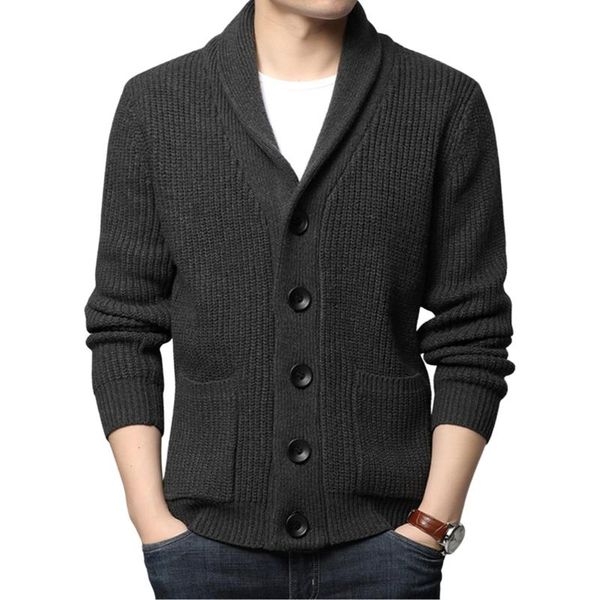 

men's sweaters 5 colors men fashion knitwear sweater cardigan male solid color turn-down collar long sleeve coat outfits plus size s-3, White;black