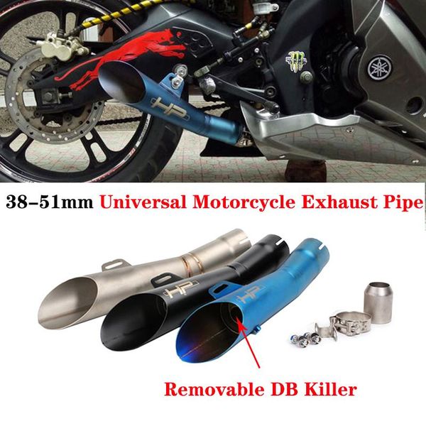 

motorcycle exhaust system 38-51mm universal pipe muffler sports for r6 r3 r1 fz6 cb600 mt07 mt-07 r 6 atv dirt pit bike