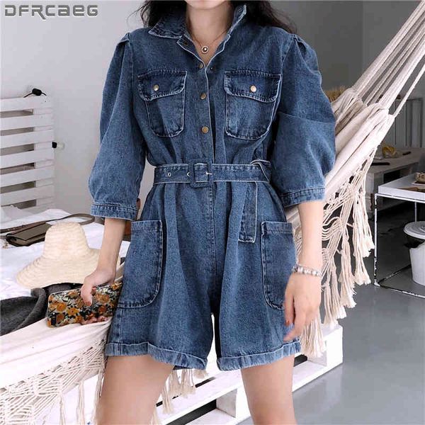 

women's jumpsuits & rompers women denim summer arrival casual fashionable loose short wide leg pants with belt jean playsuit nmyu, Black;white