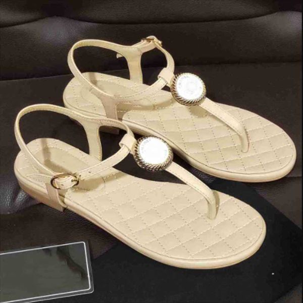 

sandals metal snap flip flops flat non-slip buckle sandal splicing roman round toe outsole women's shoes, Black