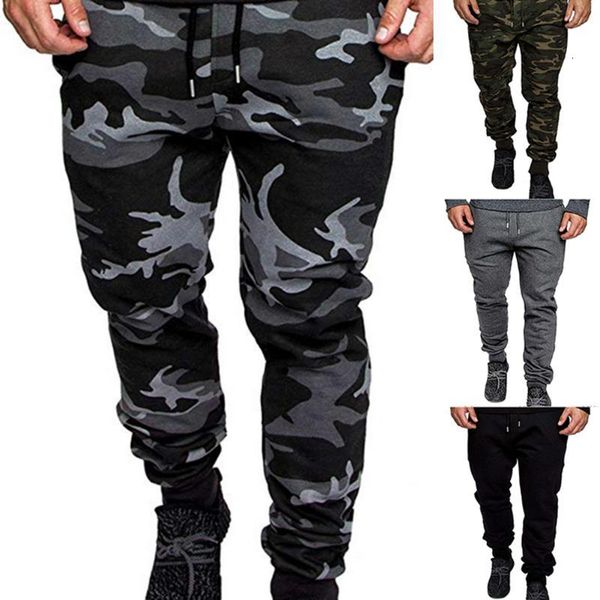 

men's pants spring summer cotton pencil tactical camouflage section men casual jogger bodybuilding fitness 6ab3, Black
