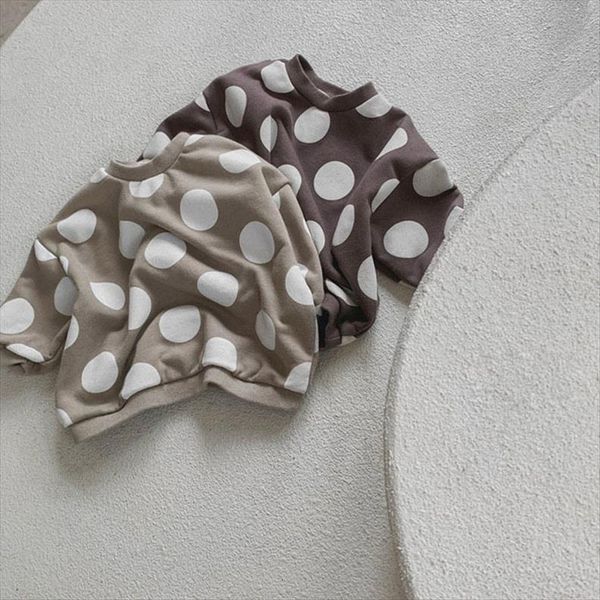 

spring autumn kids hoodies korean casual boys girls loose dots pullovers childrens cotton soft sweatshirt baby clothes, Blue
