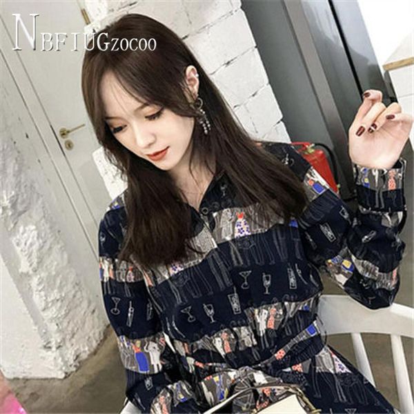 

casual dresses women's turn-down collar dress couple printed spring autumn elegant party, Black;gray