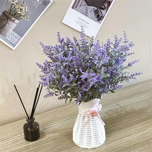 

decorative flowers & wreaths design romantic artificial lavender 6 bundles fake no fade faux plastic plants suit for home wedding party