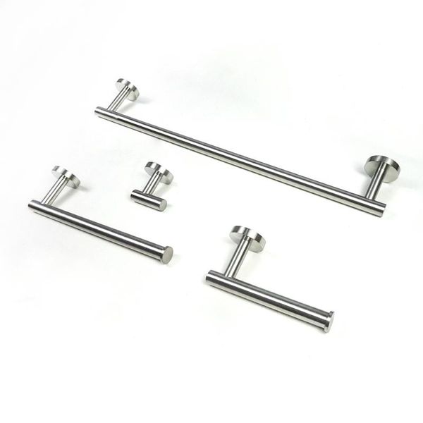 

bath accessory set brushed stainless steel wall mounted hand towel bar toilet paper holder robe hooks kitchen bathroom accessories round