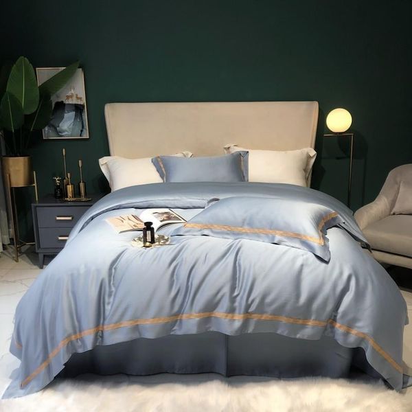 

bedding sets 600tc lenzing tencel premium duvet cover set with zipper webbing softest cooling solid white gray king  size 4pcs