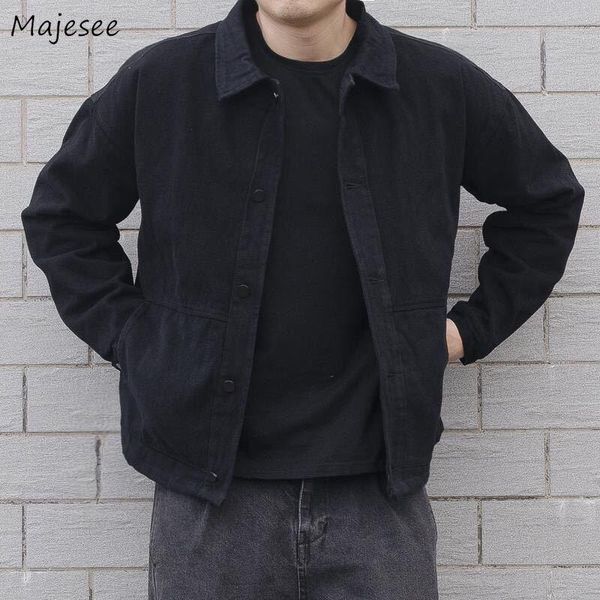 

men's jackets simple denim men black classic all-match vintage males large size outwear comfort s-4xl teenagers daily unisex, Black;brown
