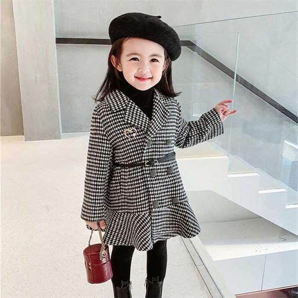 Yün Kız Bebeğin Çocuk Yün Ceket Ceket Sıcak Kalınlaşmak Kış Sonbahar Pamuk Cep Düğmeleri Giyim Çocuk Giyim 211011
