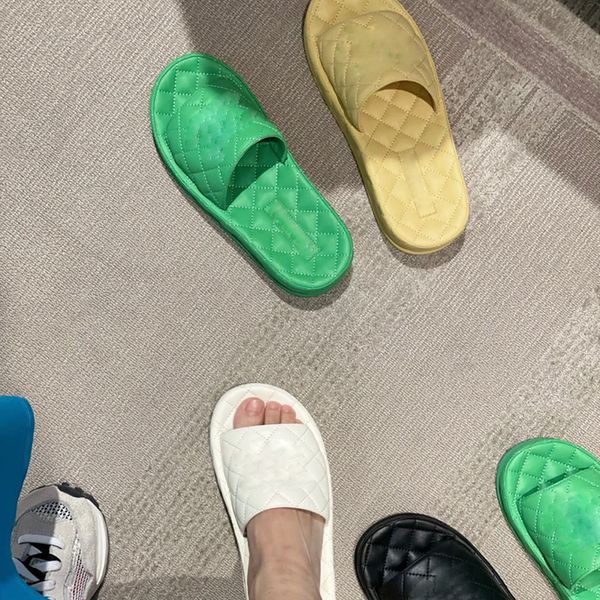 

slipper checkered softleather flat bottom women sandals cool thick casual slippers outdoor rubber fashion electric embroidered sole womens, Black