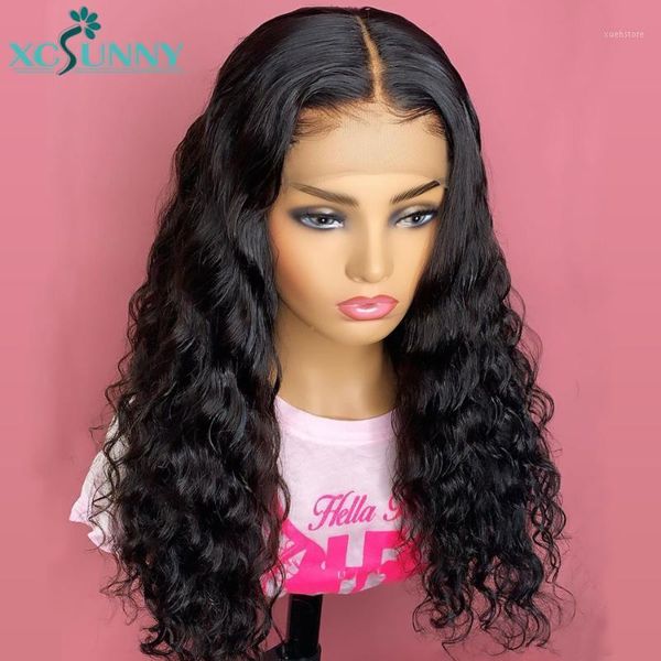 

water wave silk base scalp 5x5 lace closure wig 180% 13x4 front human hair wigs remy brazilian frontal xcsunny1, Black;brown