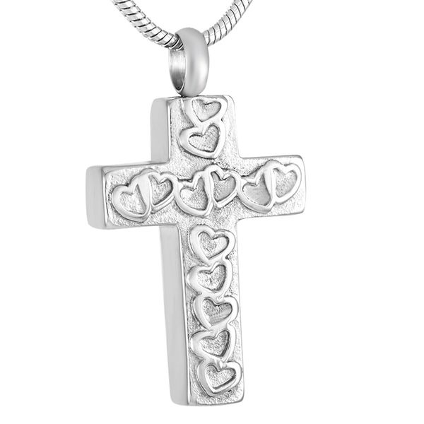 Collana con pendente in urna crematoria con croce in argento e acciaio inossidabile/ricordo per la cremazione delle ceneri, all'ingrosso