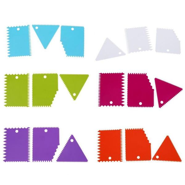 

baking & pastry tools 3pcs/set plastic cake dough icing scraper wave serrated tool