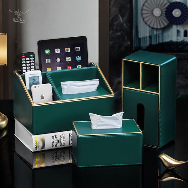 

nordic tissue box household living room ornaments luxury paper leather multifunctional coffee table remote control storage boxes & napkins
