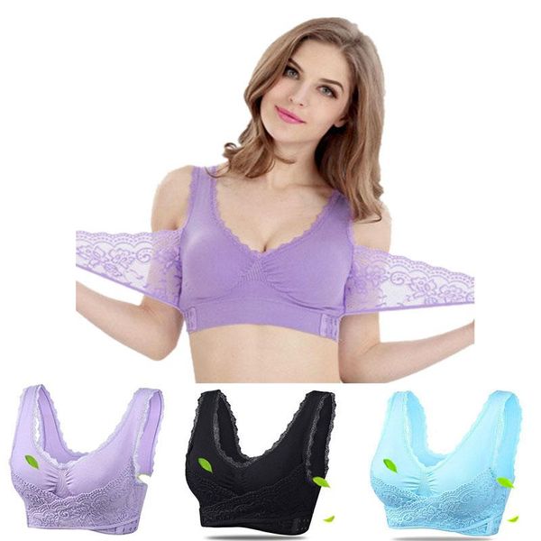

yoga outfit women's sports bra lace bralette solid cross side buckle tube gym jogging underwear push up