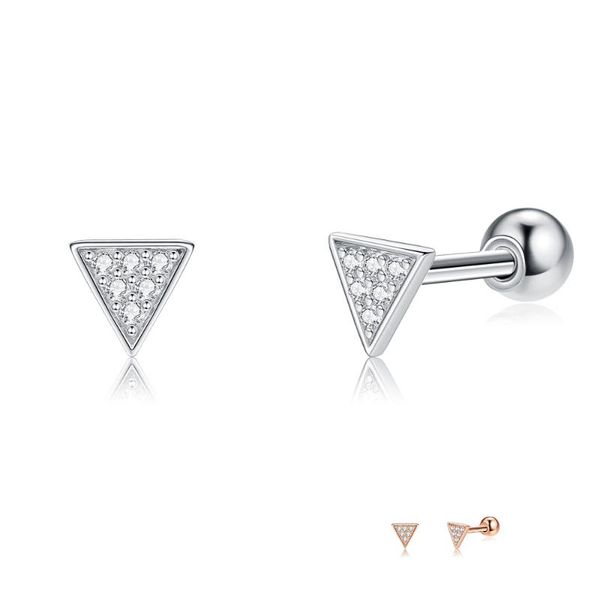 

stud silverhoo s925 sterling silver earrings for women triangle shaped earring fine jewelry selling christmas day gifts, Golden;silver