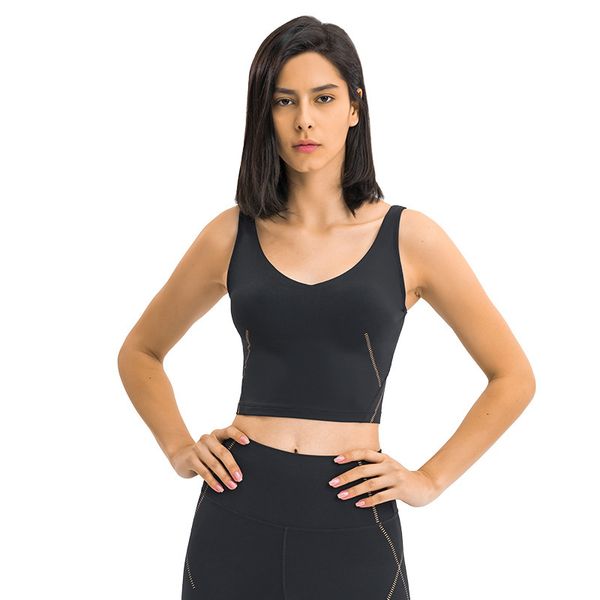 

women's tanks camis shockproof women tanks camis lululem yoga strap bra padded vest deep u 2023 back striped silver print gym clothes r, White