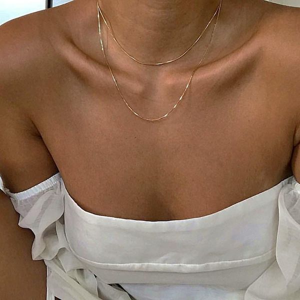 

chokers fashion dainty necklace women neck chain double layered gold color choker simple jewelry 2021 chocker collar for girl, Golden;silver