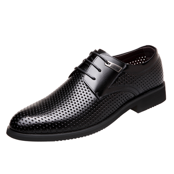 

dress shoes summer leather cutout men's breathable sandals fashion lace up formal business, Black