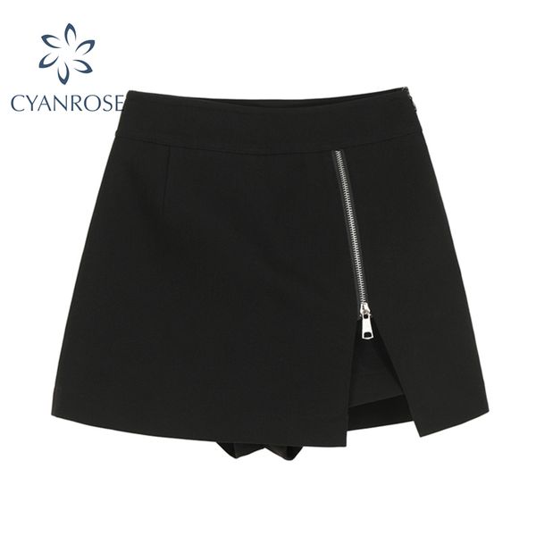 

crop black shorts skirts women high waist a line bodycon fashion zipper skirt lady retro streetwear slim elegant clubwear 210417