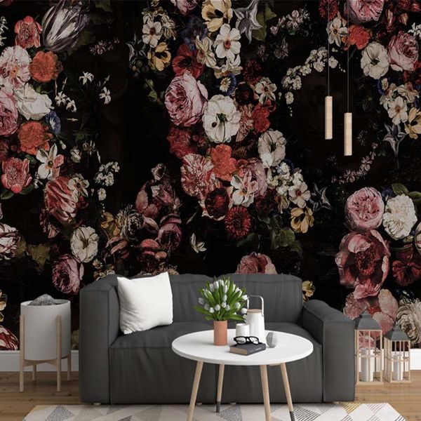 

wallpapers european vintage hand oil painting rose flower wallpaper murals victorian floral wall paper 3d printed po mural