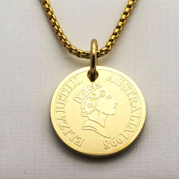 

round coin - necklace made of titanium steel, Silver
