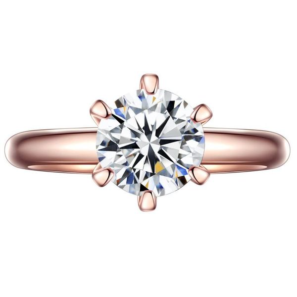 

cluster rings giaoqi 18k rose gold plated original diamond past 1-5 round brilliant cut d color moissanite 6 ring for women, Golden;silver