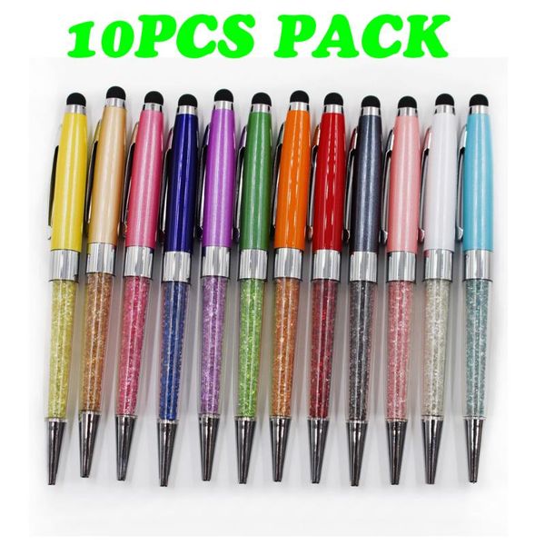 

jason yuen bling 2-in-1 slim crystal diamond stylus touch pen and black ink ballpoint pens, Blue;orange