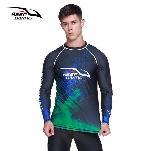 

rash guard men upf 50 long sleeve splice uv sun protection quick-dry wetsuit sunscreen swimming surfing suit one-piece suits