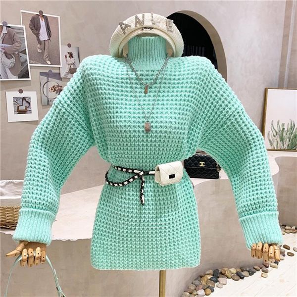 

women's sweaters [ewq] autumn and winter 2021 korean loose lazy thick thread long sleeve turtleneck sweater medium tide 16e4944, White;black