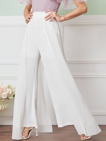 

zipper back wide leg pants with cape 57xe#, Black;white