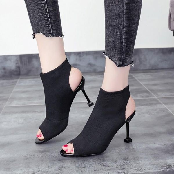 

boots summer women thin high heels ankle 2021 fish mouth woman red black short shoes 8cm