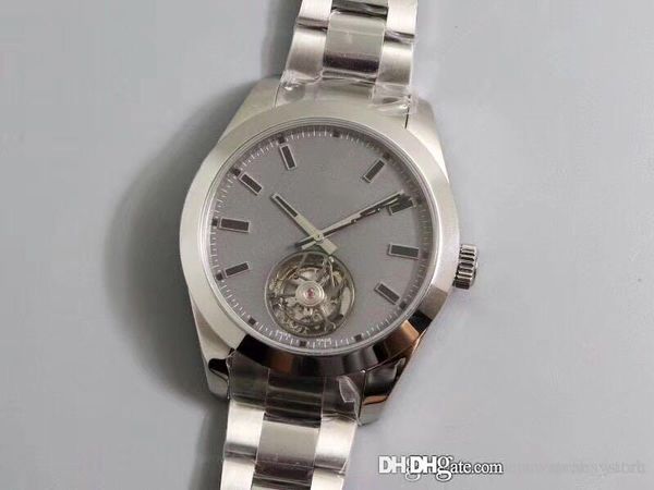 JB 116400 orologio di lusso 3131 часы с механизмом настоящий турбийон, серебристый стальной корпус с PVD-покрытием, мужские часы 00