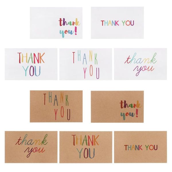 

colorful thank you cards greeting card rainbow color letters white/kraft paper label for small business gift