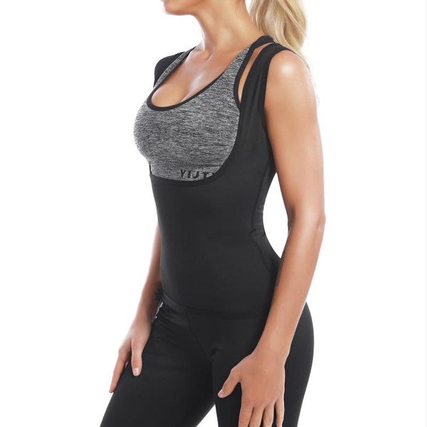 

women's shapers women silver coating thermo shirt sweat sauna tank vest fitness shapewear modeling belt waist trainer slimming, Black;white