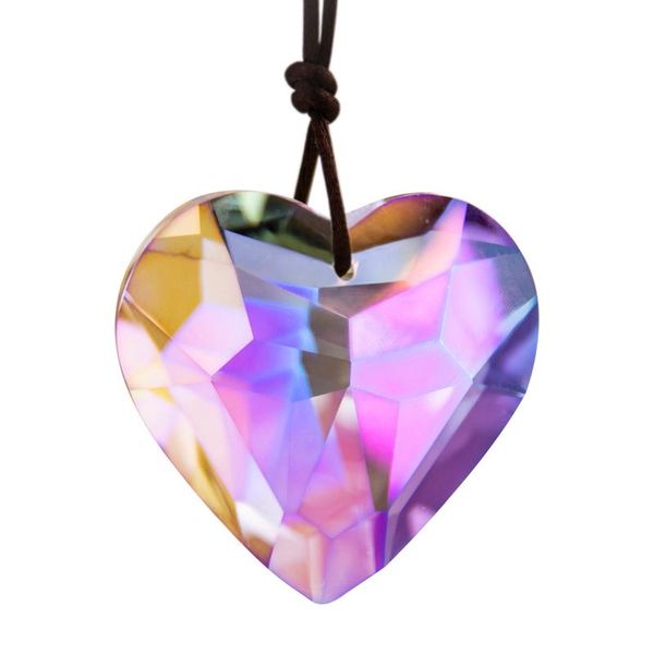 

h&d 45mm facted heart crystal prism suncatcher chandelier part pendant glass art hanging home garden decor diy ornament (purple) decorations