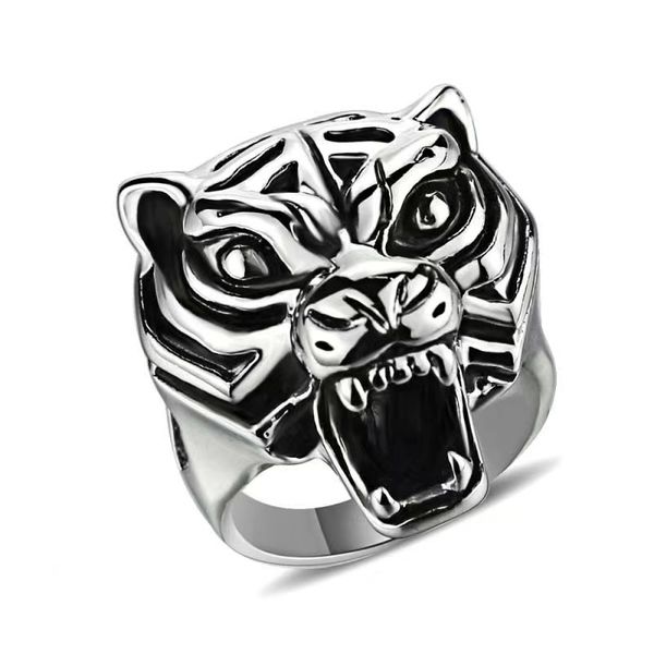 

domineering tiger ring for men 316l stainless steel punk biker male finger rings personality animal cool fashion jewelry, Silver