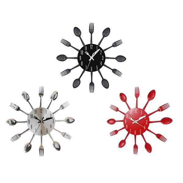 

wall clocks blesiya kitchen clock spoon fork sticker room home decoration
