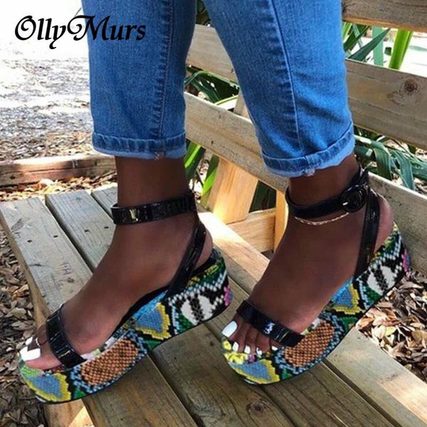 

dress shoes ollymurs big size 35-43 ladies colorful wedges gladiator sandals woman party summer women 2021, Black