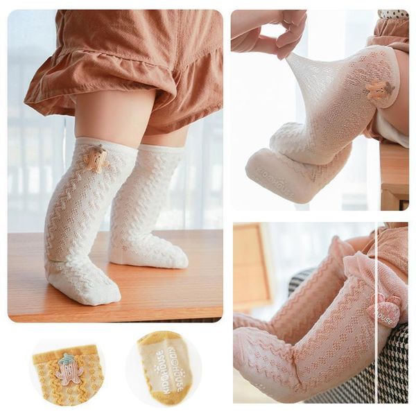 

pairs baby socks breathable long for 0-3years born kids cute cactus cherry mesh hollow boys girls, Pink;yellow