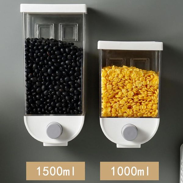 

storage bottles & jars 1000/1500ml wall hanging whole grains food container kitchen grain rice beans sealed oatmeal dispenser